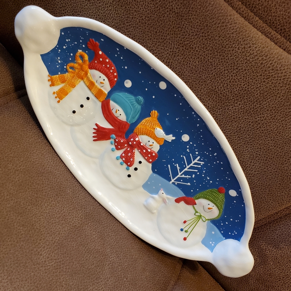 St. Nicholas Square snowman serving platter